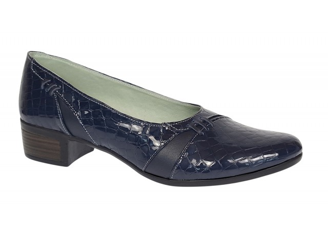 Pantofi dama comozi casual din piele naturala bleumarin croco P18LBLCR